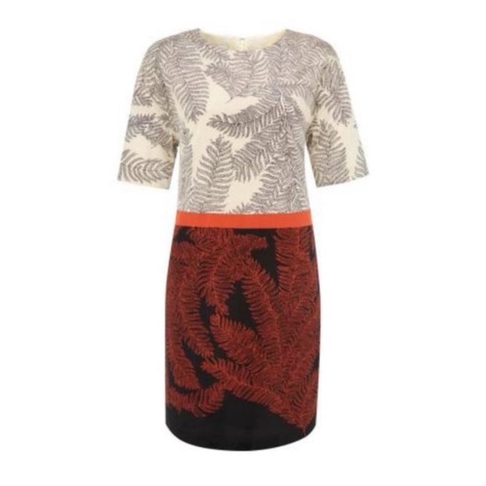 Hobbs London Cade Stretch Silk leaf Stretch Dress